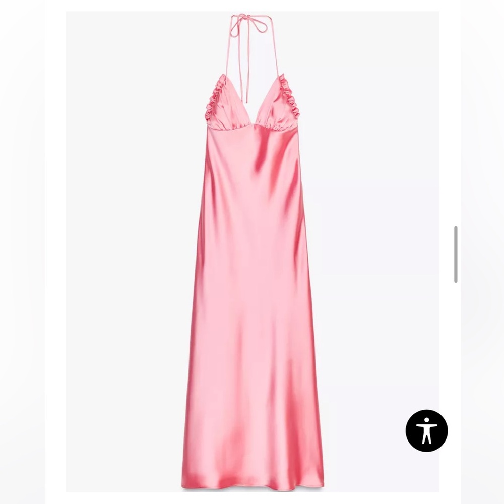 Zara Pink Halter Tie Backless Dress